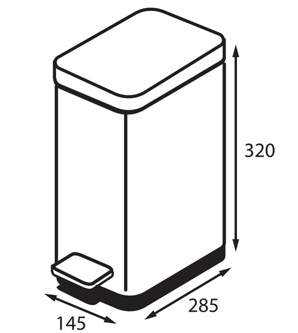 Відро для сміття з плавним закриванням прямокутне Koer TC-010206-08 6 л колір білий антипалець (KR5595) Чернівці - фото 3