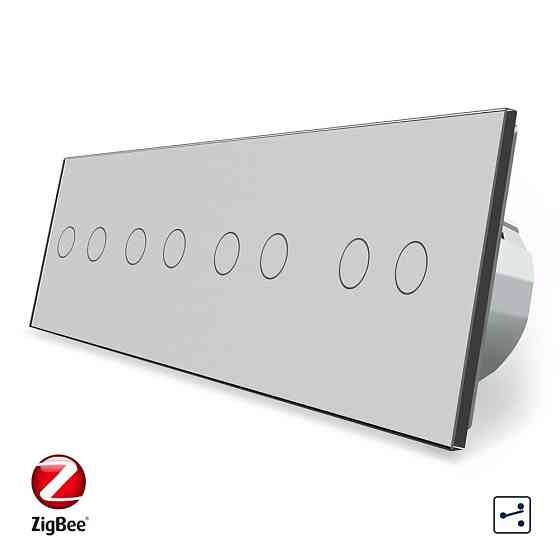 LIVOLO Розумний сенсорний прохідний/перехресний вимикач 8 сенсорів (2-2-2-2) Livolo сірий скло Коломия