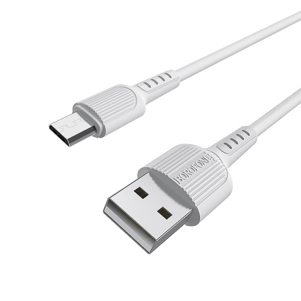 Кабель BOROFONE BX16 USB to Micro 2A, 1m, PVC, TPE connectors, White Київ - фото 1