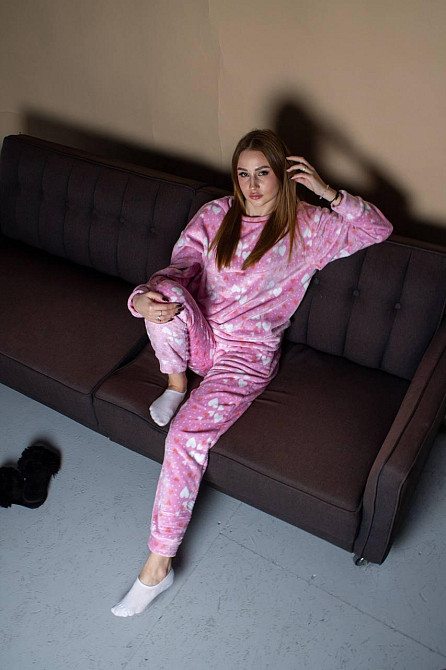 Жіноча стильна повсякденна домашня плюшева піжама  плюшевий фліс Одеса - фото 1