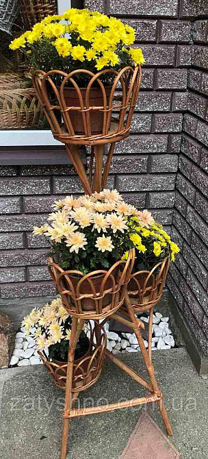 Підставка для квітів із лози для 4 вазонів Київ - фото 4