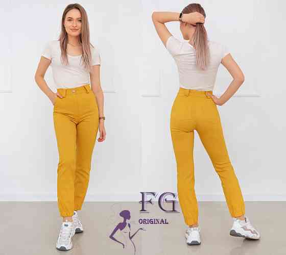 Жіночі брюки джогери "Rivier" тонкі оптом | Норма і батал | Розпродаж моделі 42, Гірчичний Київ