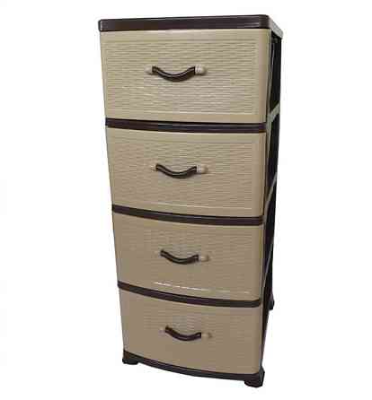 Комод пластиковый Efe Plastics 4 ящика 90х46х38, ротанг, бежевый. Эфе пластик.. Одесса