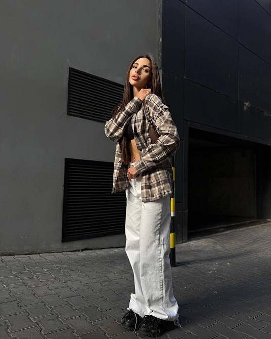 Жіноча повсякденна сорочка в клітинку турецька фланель Беж Одеса - фото 6