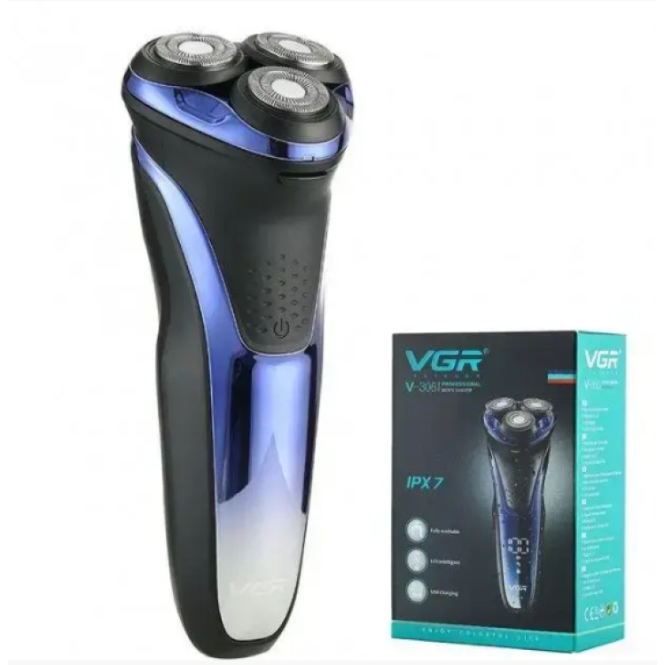 Электробритва аккумуляторная VGR V-306 LCD IPX7 роторная с триммером Винница - изображение 3