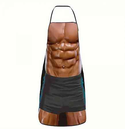 Фартух з приколом чоловічий кухонний з торсом і пресом для гриля та мангалу Київ