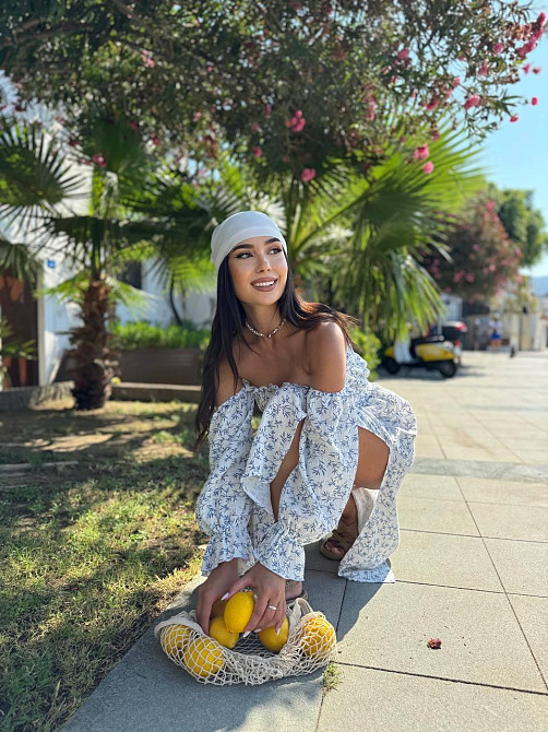 Женское летнее принтованное миди платье с разрезом натуральный муслин Одесса - изображение 6