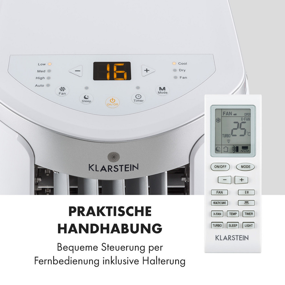 Новый мобильный кондиционер Breeze 9 4-в-1 9 000 BTU / 2,6 кВт EEK A Напольные ролики Функция таймера Белый / Ровно - изображение 9