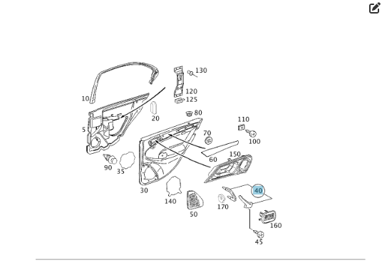 Mercedes-Benz  A2038101851 7213 Основа внутрішньої ручки закриття задніх правих дверей сіра без кришки C-class W203 C-class S203 Одеса