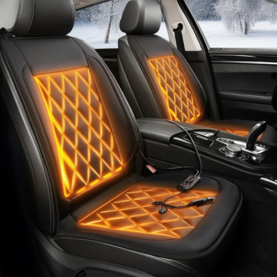 Накидки для автомобільного сидіння з підігрівом 2 шт. універсальні в машину від прикурювача 12В, коричневий Кам'янець-Подільський