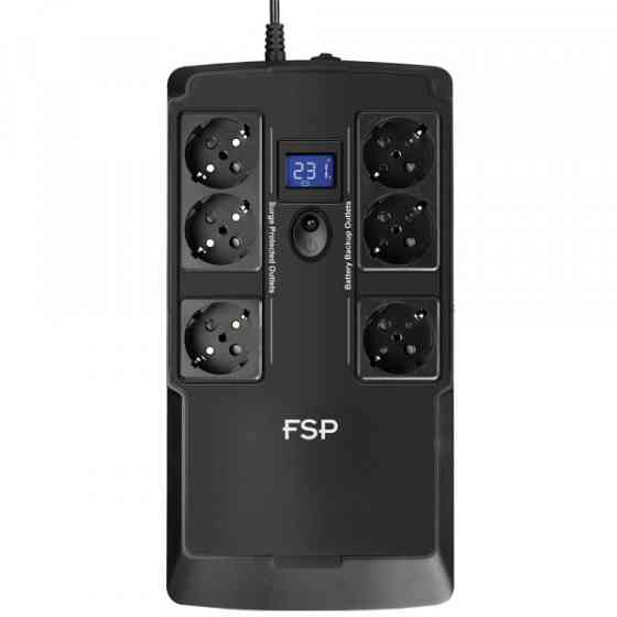 ДБЖ FSP NanoFit 800, 800ВА/480Вт, SCHUKO, LCD, RJ45,6*Schuko, AVR (PPF4801702) Київ