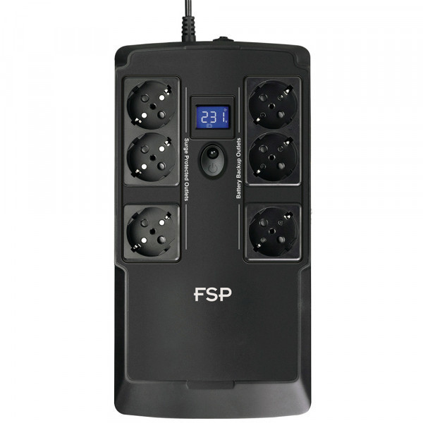 ДБЖ FSP NanoFit 800, 800ВА/480Вт, SCHUKO, LCD, RJ45,6*Schuko, AVR (PPF4801702) Київ - фото 1