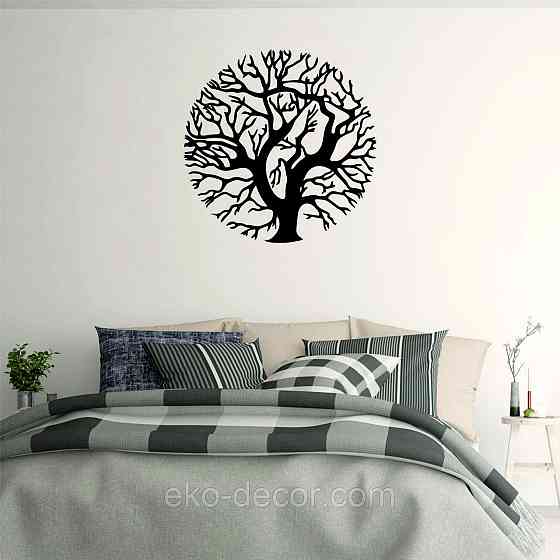 Декоративное настенное 3D Панно «Дерево в кругу» Декор на стену с объемом 90*90 см, Черный Киев