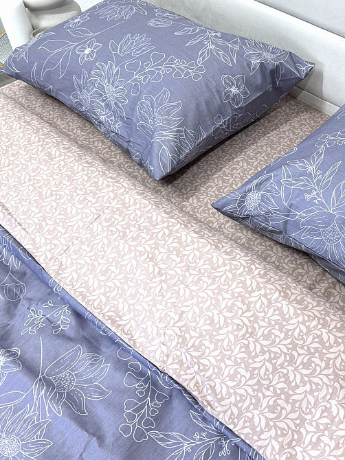 Ecotton Комплект постільної білизни Ecotton полуторний 150х215 см сатин синій (рис. 24306) Коломия - фото 2