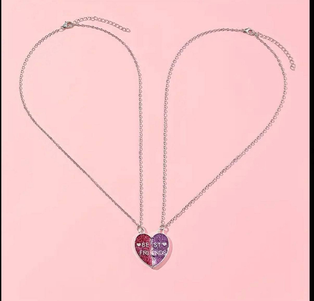 Підвіски для подруг Best Friends – роз’ємне серце, набір із 2 ланцюжків Київ - фото 1