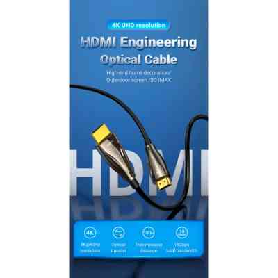 Кабель HDMI M - M, 30.0 м, V2.0, Optical 4K 60Гц 18Gbps Dolby 7.1 PVC Black Zinc Alloy Vention Винница