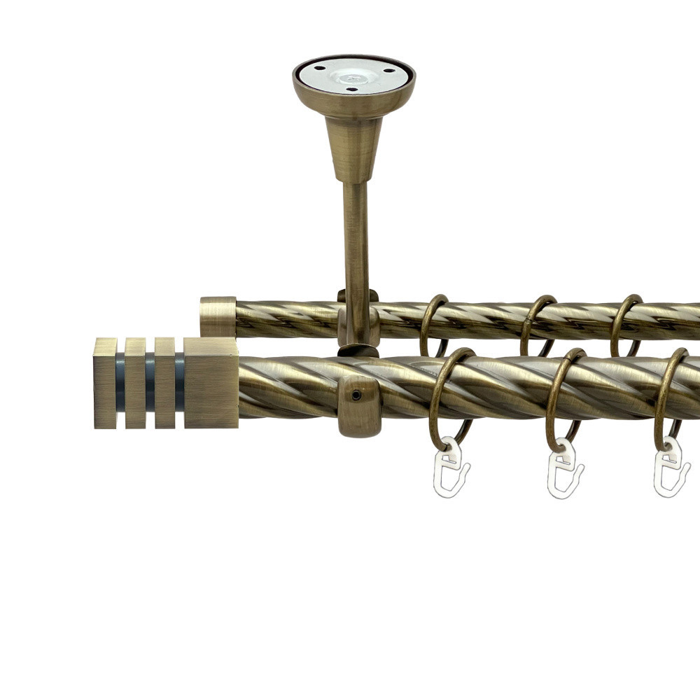 Карниз Orvit Акорда металевий дворядний відкритий до стелі скручена труба кільце металеве Антик 25\16 мм 240 см (00-00025766) Львів - фото 1