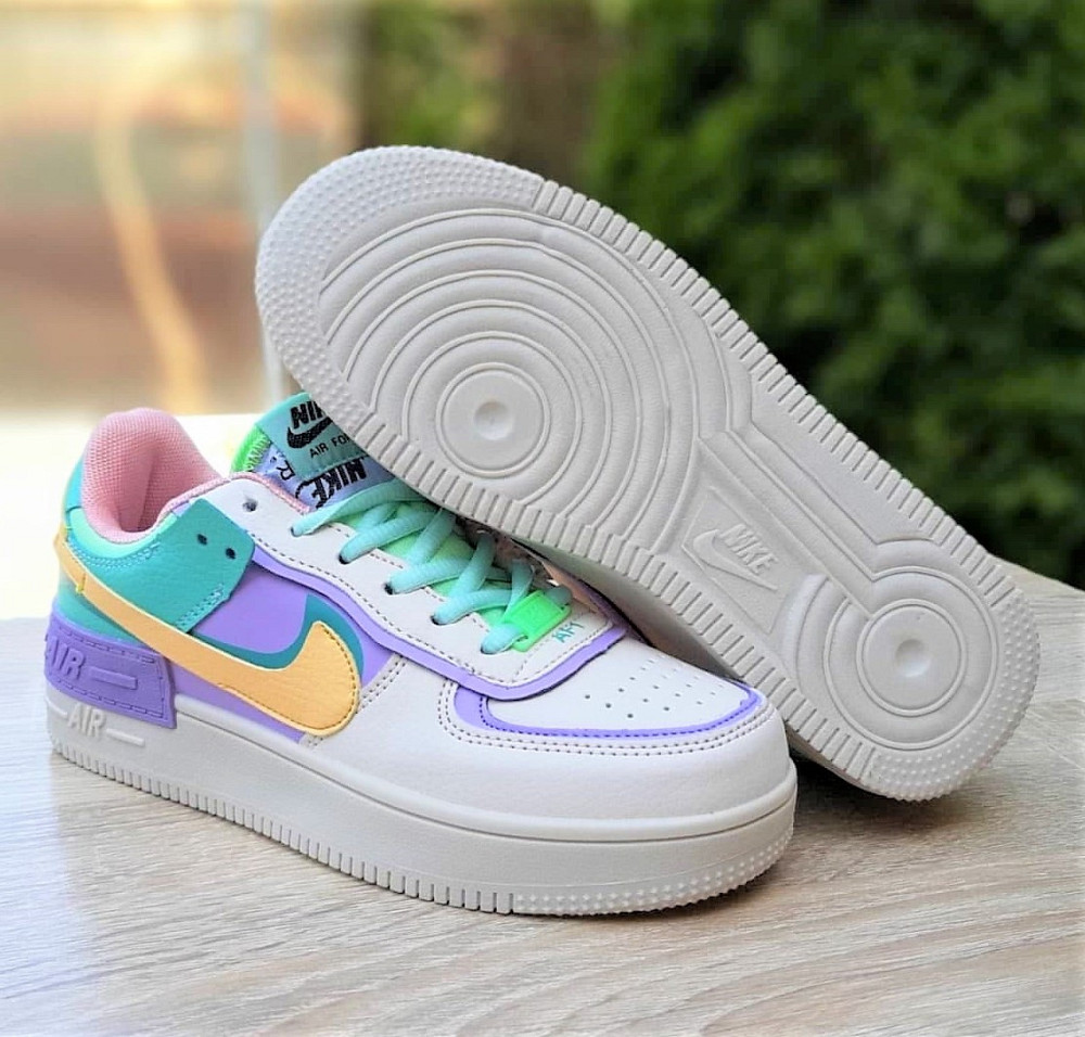 Кросівки Nike Force Білі Жіночі Шкіряні Форси Shadow Різнобарвні Найк (розміри: 36,37,38,39,40) Відео Огляд — 2 Дніпро - фото 5