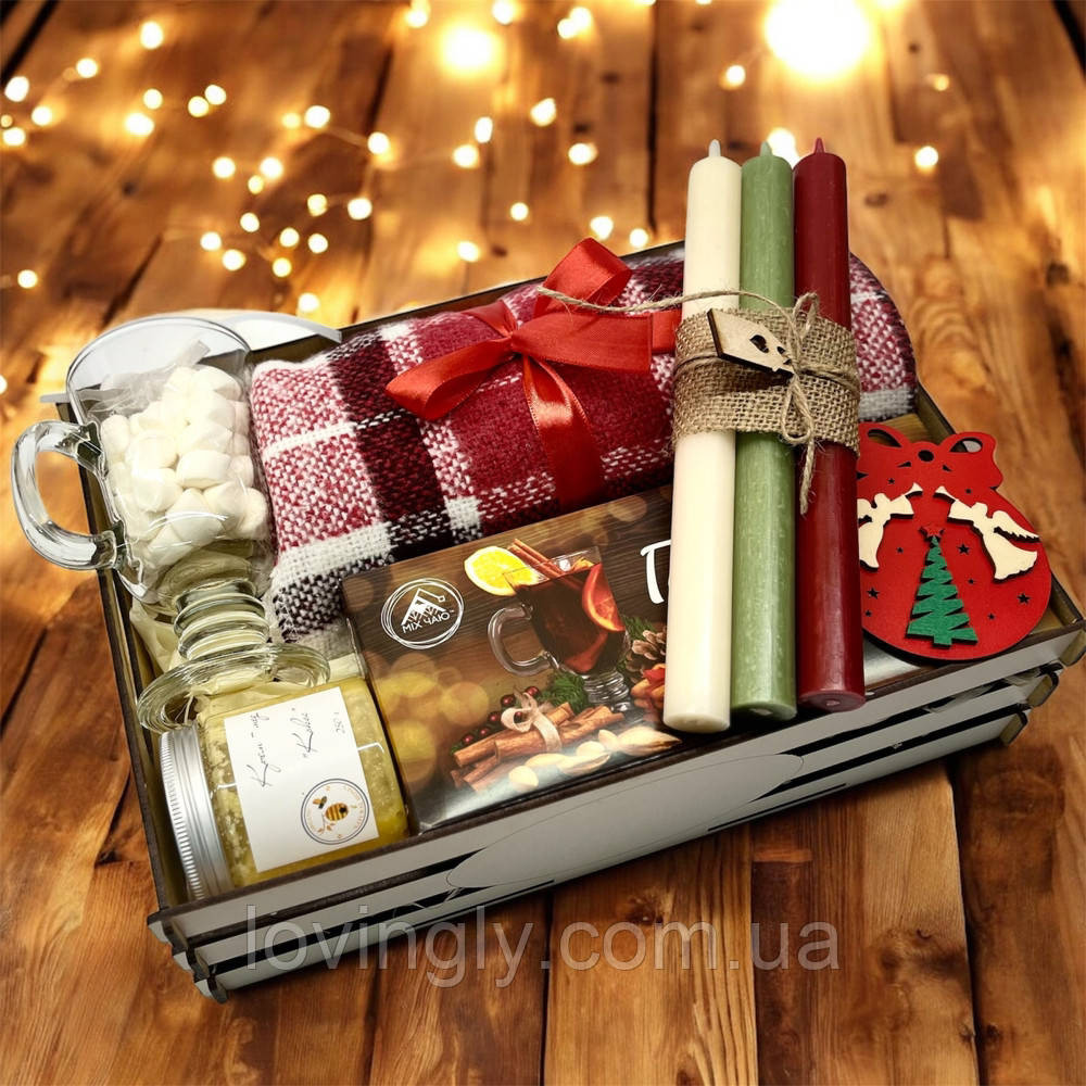 Новогодний подарочный набор - плед, чашка, глинтвейн, свечи и сладости. Ирпень - изображение 3