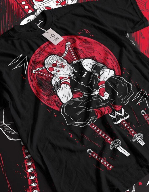 Футболка з аніме принтом Вбивця демонів оверсайз (S/M/L) Чорний AnimeJ0888 Дніпро - фото 1