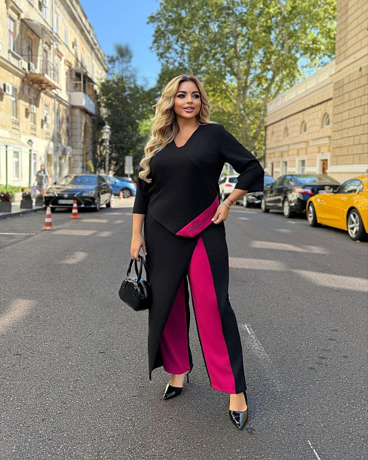 Женский стильный костюм двойка креп дайвинг Беж, 60/62 Одесса - изображение 4