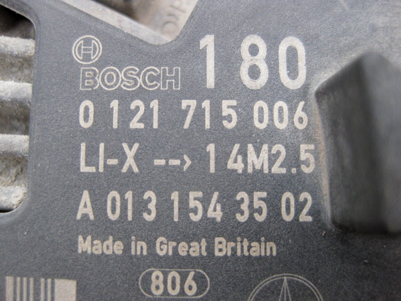 Mercedes-Benz  A0131543502 Генератор Bosch 14V 180A для двигунів M272 3.0 V6 3.5л M273 4.6 V8 5.5л Одесса - изображение 4