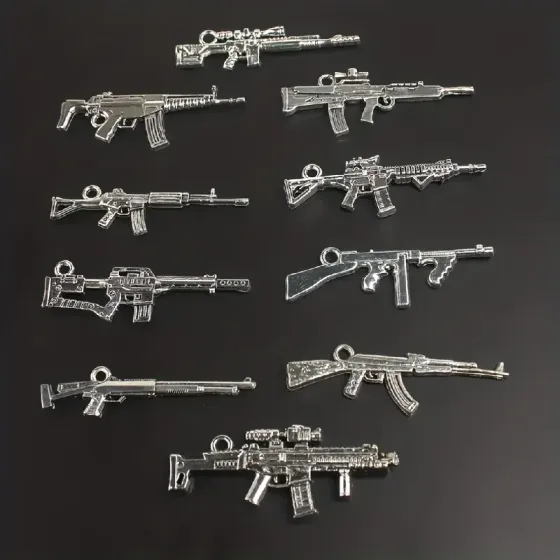 Набор подвесок «Автоматы» 10 шт – серебристые кулоны для украшений и рукоделия Киев