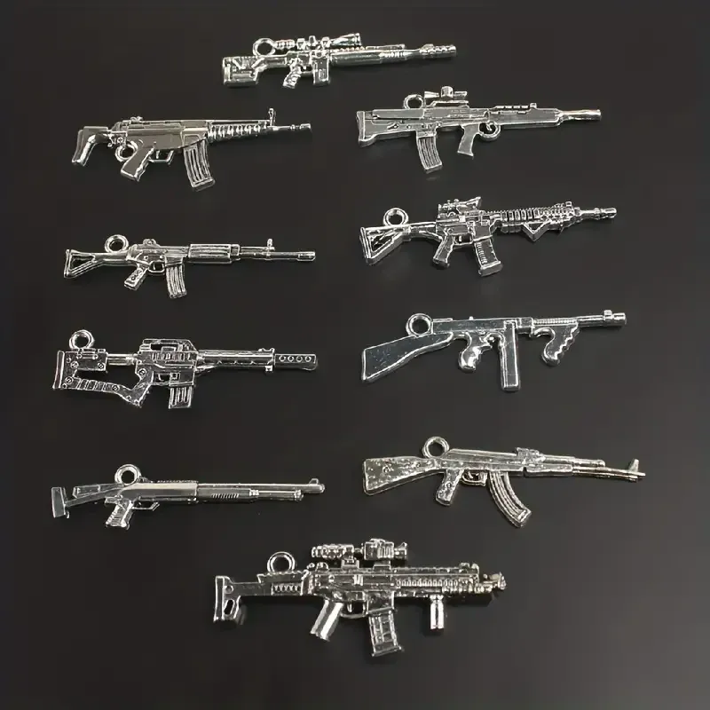 Набор подвесок «Автоматы» 10 шт – серебристые кулоны для украшений и рукоделия Киев - изображение 2