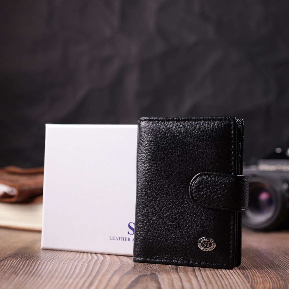 Надежная визитница из натуральной кожи ST Leather 22469 Черный Киев - изображение 1