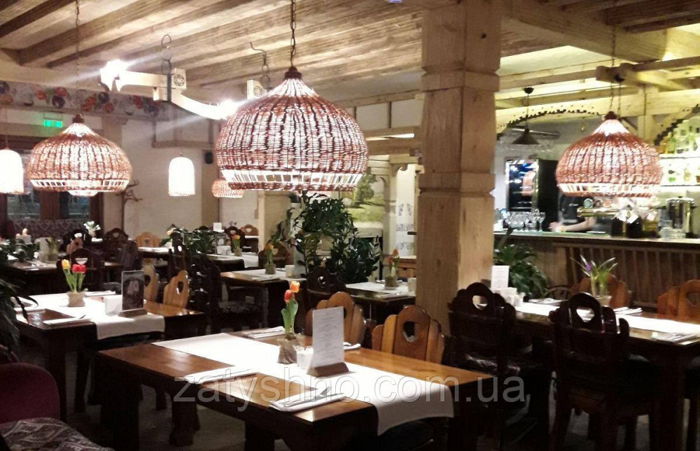 Люстры в кафе | люстра из лозы разной формы  /плетеная люстра большая Киев - изображение 3