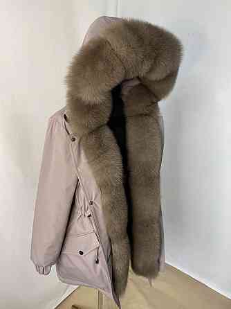 Парка женская с мехом песца под Соболь Пудровый р44 95см Харьков