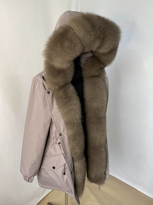 Парка жіноча з хутром песця під Соболь Пудровий р44 95см Харків - фото 2