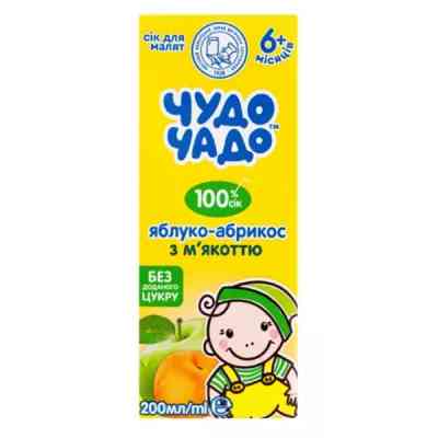 Сік дитячий Чудо-Чадо яблуко-абрикос з м'якоттю 200 мл (4820016254695) Вінниця