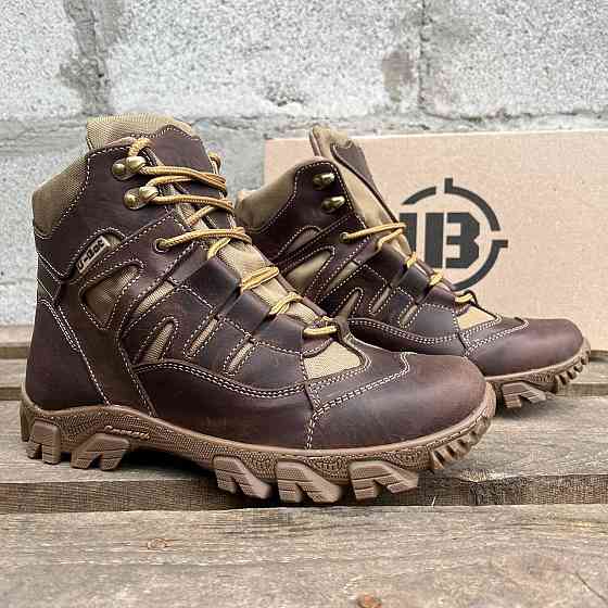 Військові черевики чоловічі, демісезонні, коричневі, захист від вологи, стійкі до стирання, анатомічна устілка Львів