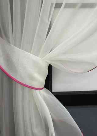 Шторы кухонные VR-Textil №091к с ламбрекеном 280х170 см Темно-розовый с молочным (52-1035) Киев