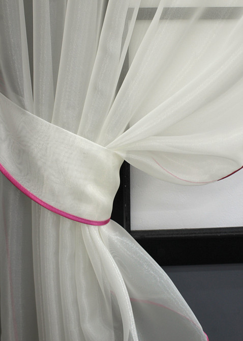 Штори кухонні VR-Textil №091к з ламбрекеном 280х170 см Темно-рожевий з молочним (52-1035) Київ - фото 3