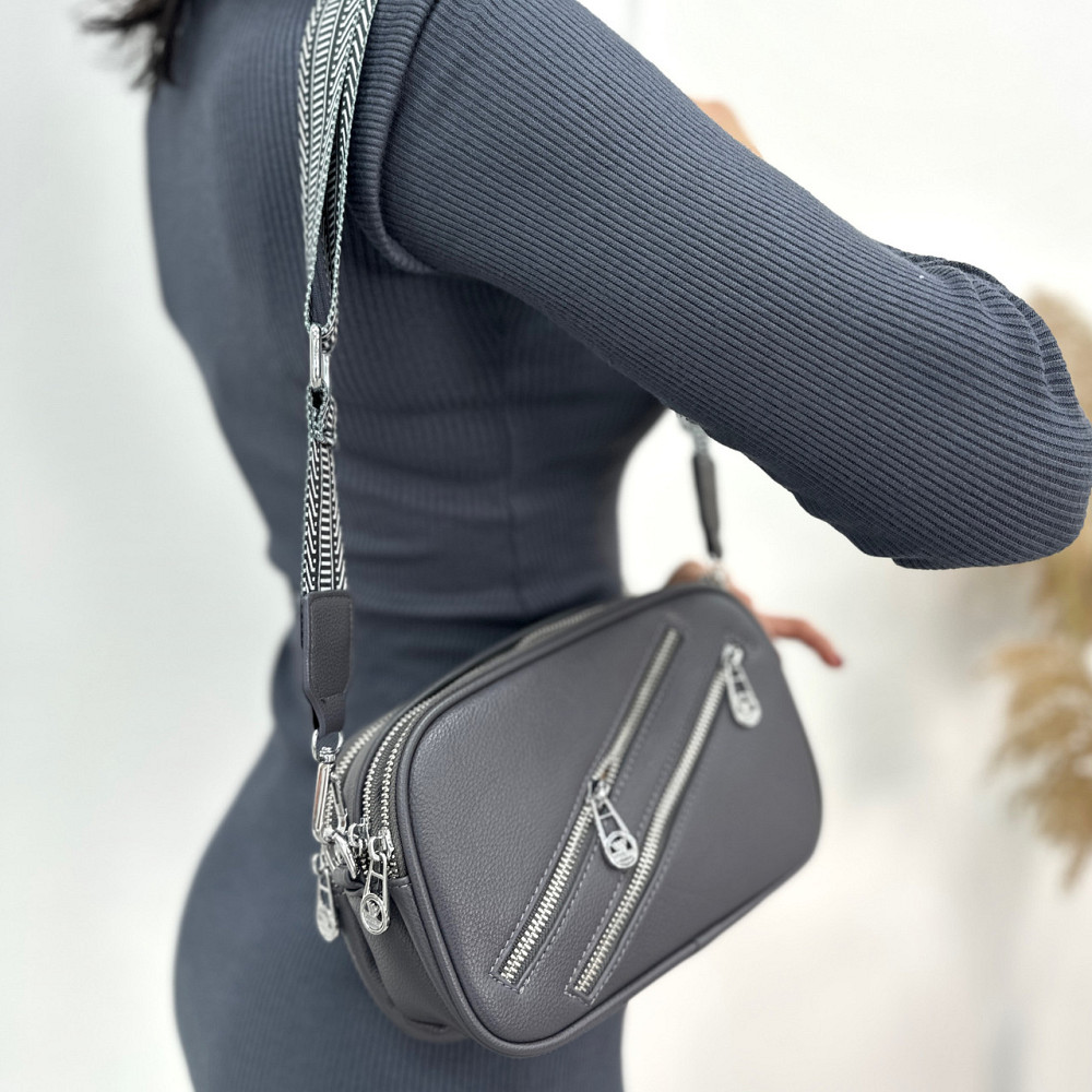 Маленькая женская сумочка с молниями Look Графит Киев - изображение 1