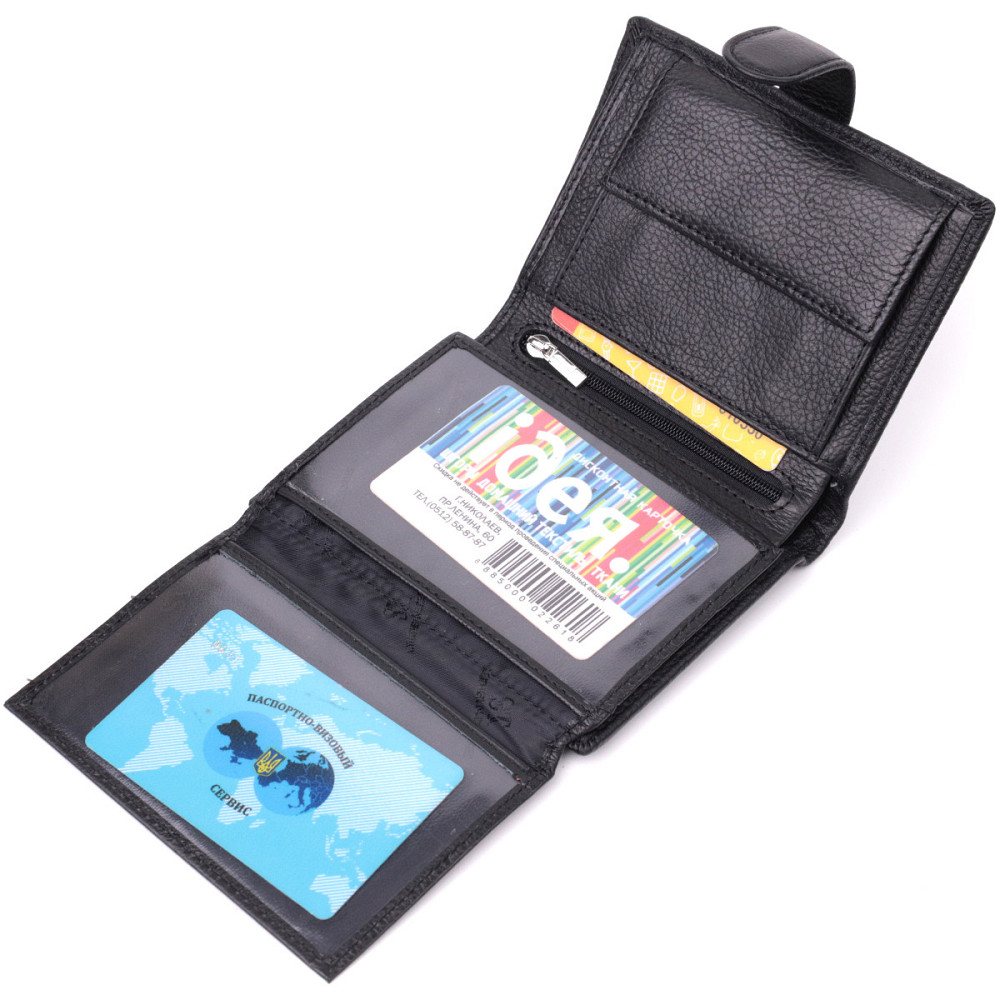 Солідний чоловічий гаманець з натуральної шкіри ST Leather 22467 Чорний Київ - фото 6