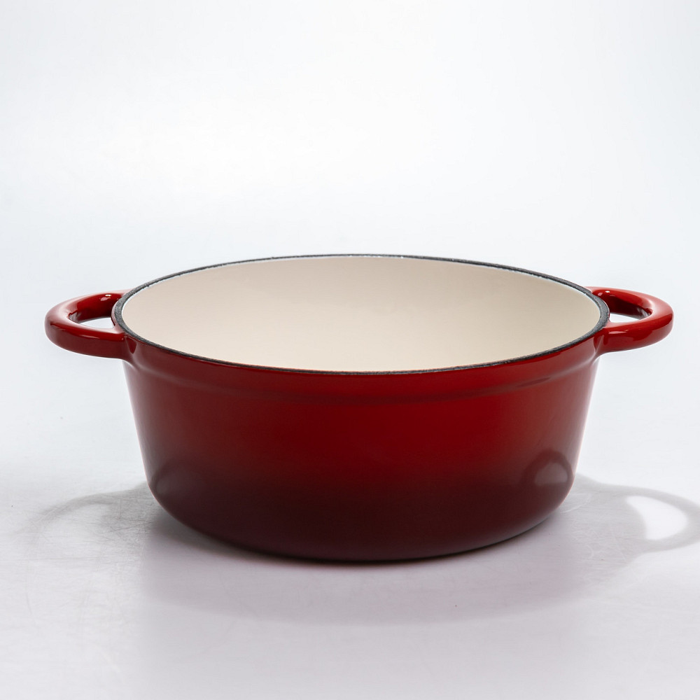 Каструля чавунна 2.5 л емальована з кришкою посуд для тушкування запікання томління кухонна Червона HP-1-14-RED Коломыя - изображение 2