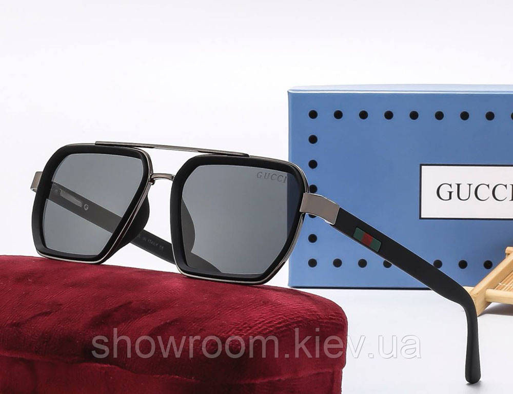 Чоловічі прямокутні сонцезахисні окуляри GG (036) grey Київ - фото 1
