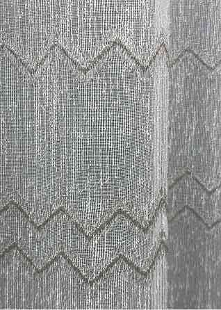 Тюль лен с вышивкой цвет молочный с серым 1620т Киев