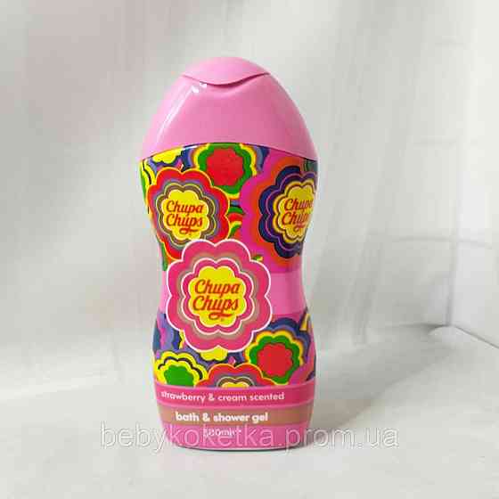 Гель для душу з ароматом полуниці та вершків Chupa Chups Strawberry & cream scented 300мл. Львів