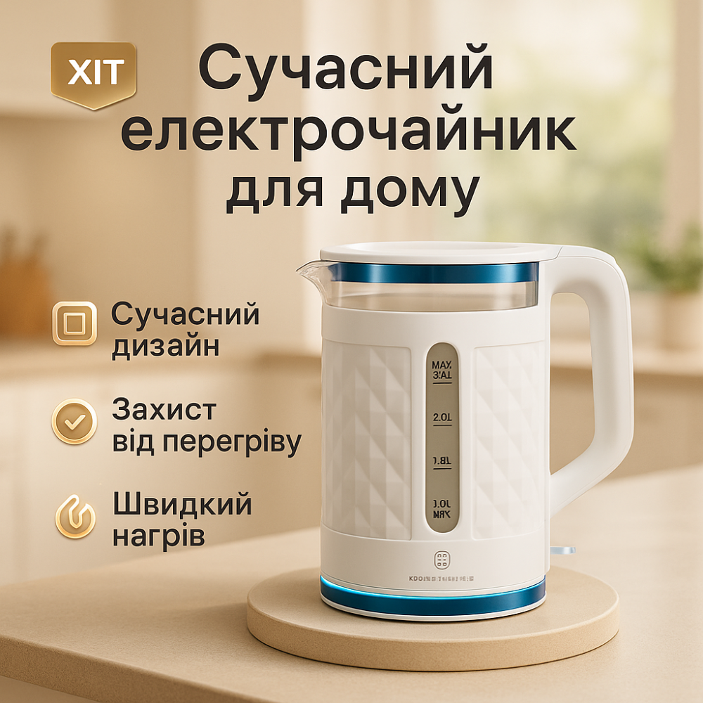 Электрический бесшумный чайник с автоматическим отключением, Чайник дисковый Тихий WY-50 Львов - изображение 6