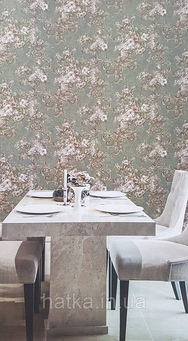 Шпалери вініл на флізеліні AdaWall Signature1.06х10 квіти гілки листя структурне рожеве бузкове золото 3д Київ - фото 1