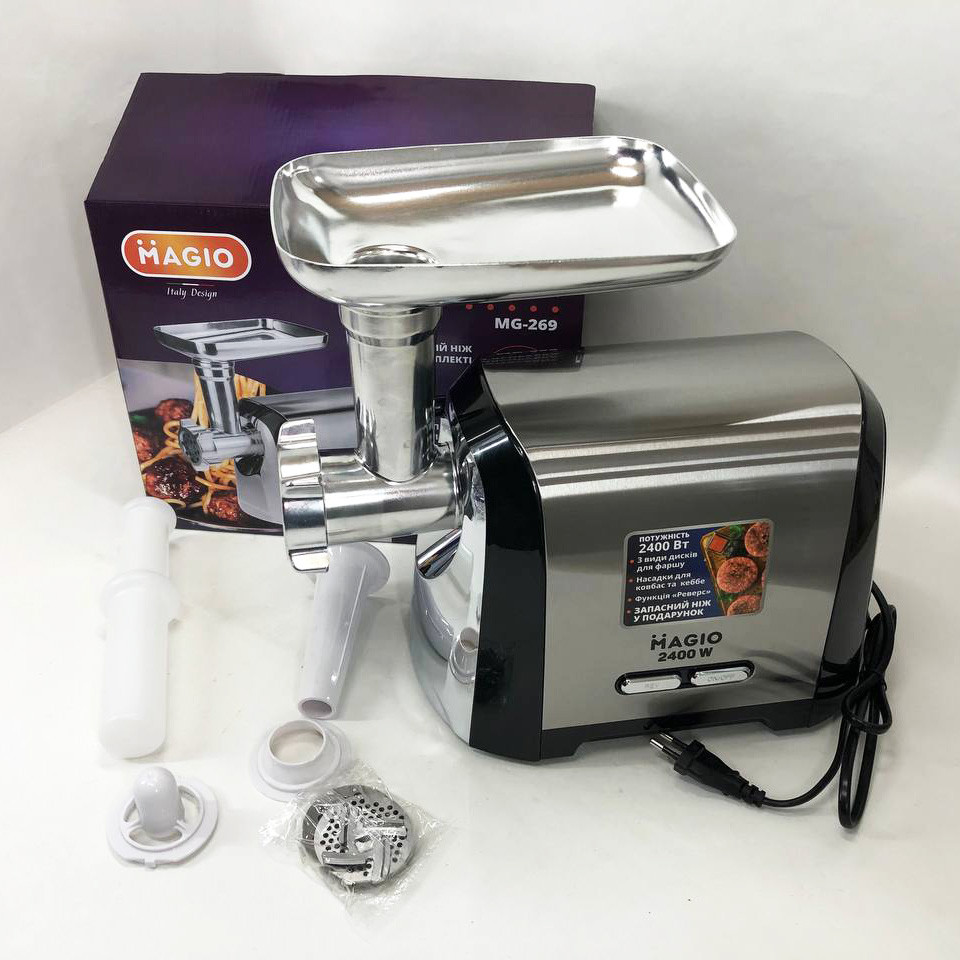 Надійна м'ясорубка для щоденного використання Magio MG-269 2400 W, Універсальна м'ясорубка подрібнювач OV-37 Івано-Франківськ - фото 9