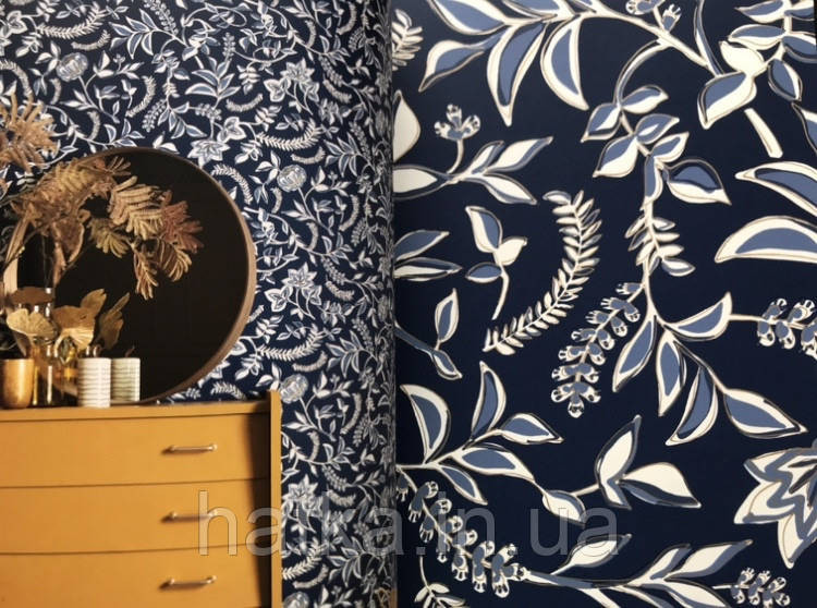 Шпалери вінілові на флізелін Caselio Mystery 0.53х10 м дитячі яскраві квіти листя сірі золотисті на білому Київ - фото 1