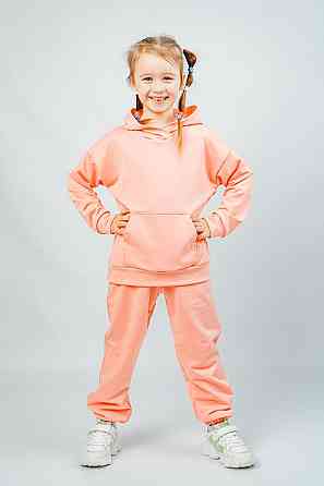Костюм спортивный для девочек, зеленый, персиковый, двухнитка, топ Крохатушка одяг 128 Киев