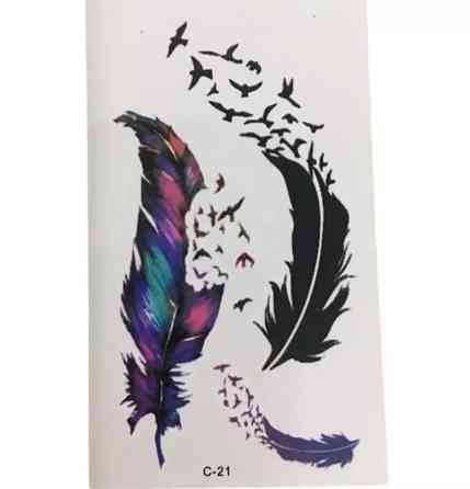 Перекладна татуювання на тіло "Пір'ячко" - розмір стікера 10*6см Київ