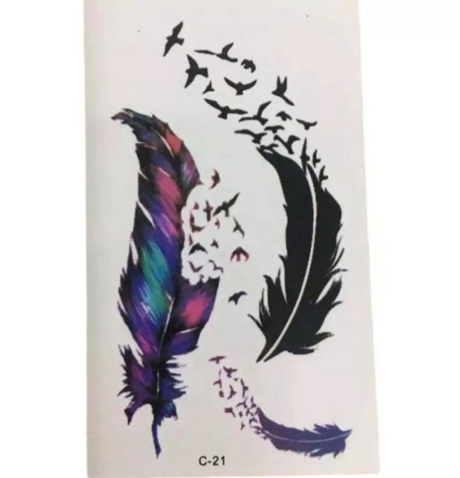 Перекладна татуювання на тіло "Пір'ячко" - розмір стікера 10*6см Київ - фото 1