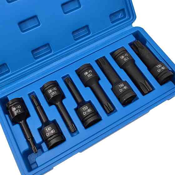 Набір головок-біт TORX ударних 8пр.,1/2"(T30, T40, T45, T50, T55, T60, T70, T80), в кейсі FORCEKRAFT FK-4088MPB Одеса